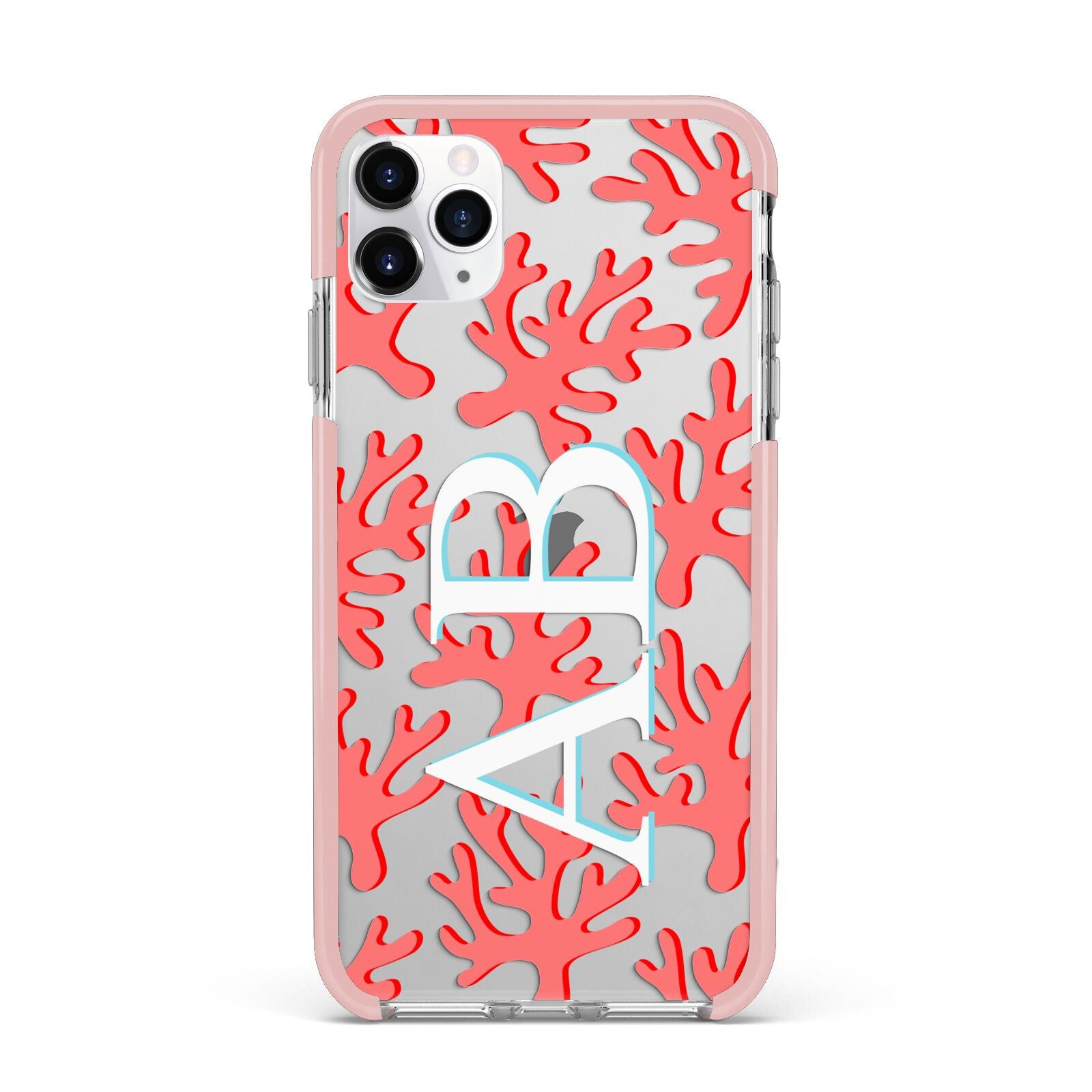 Custom Coral Initials iPhone 11 Pro Max Impact Pink Edge Case