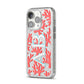 Custom Coral Initials iPhone 14 Pro Glitter Tough Case Silver Angled Image