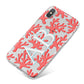 Custom Coral Initials iPhone X Bumper Case on Silver iPhone