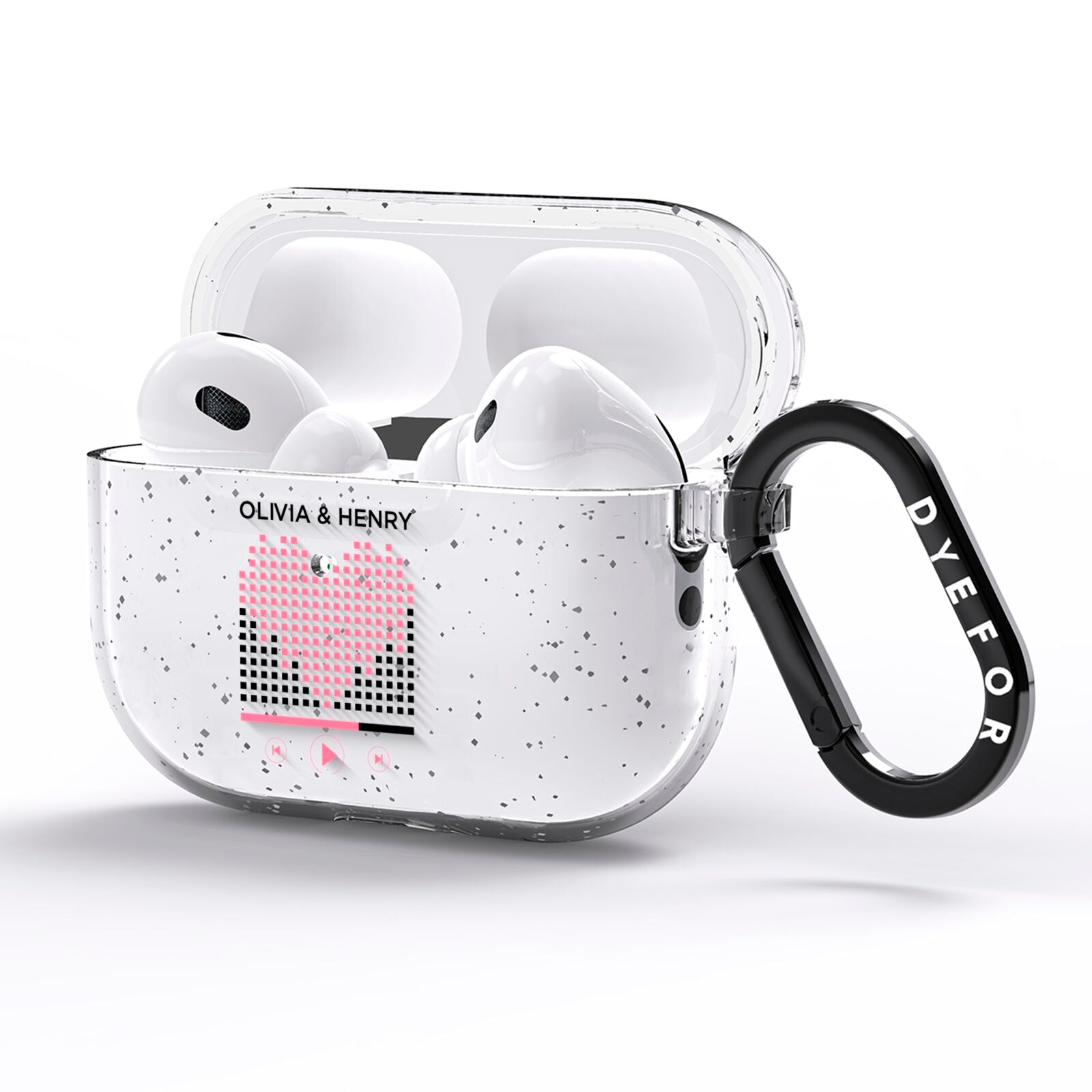Custom Couples Music AirPods Pro Glitter Case Side Image