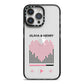 Custom Couples Music iPhone 14 Pro Max Black Impact Case on Silver phone