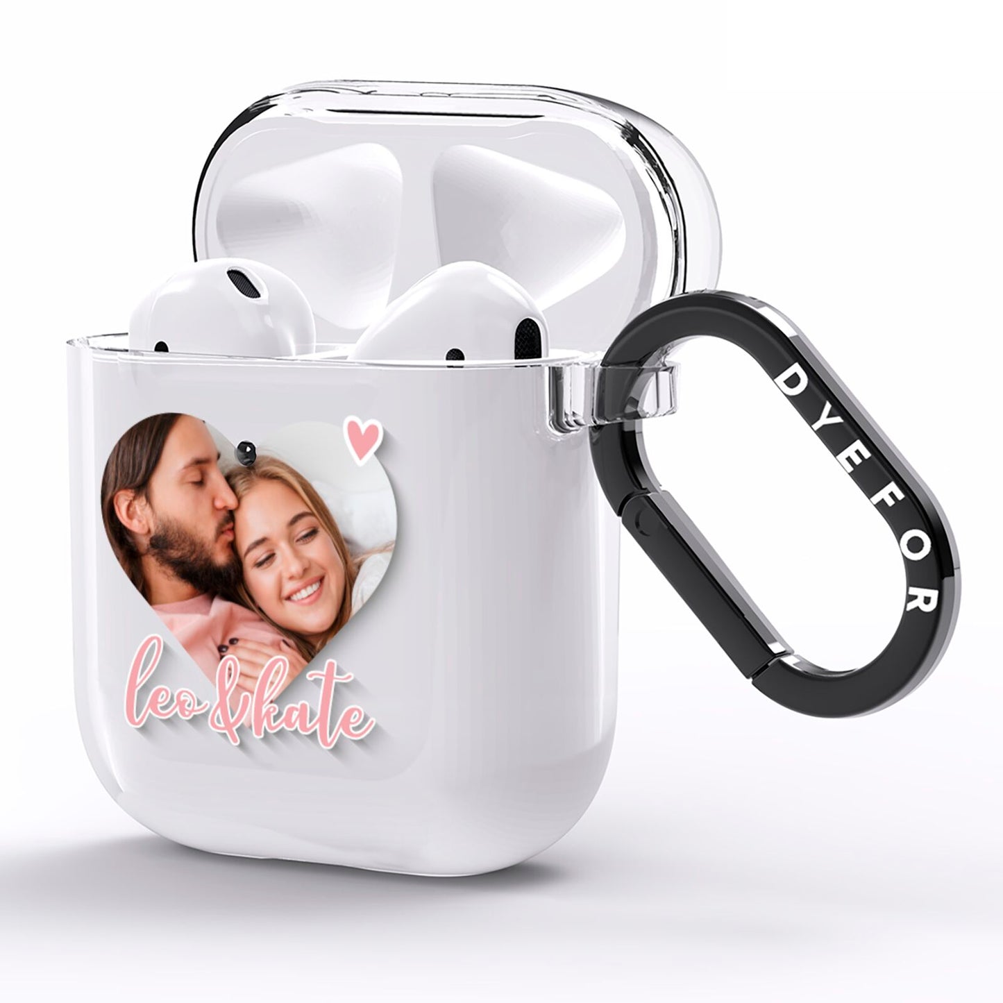 Custom Couples Photo AirPods Clear Case Side Image