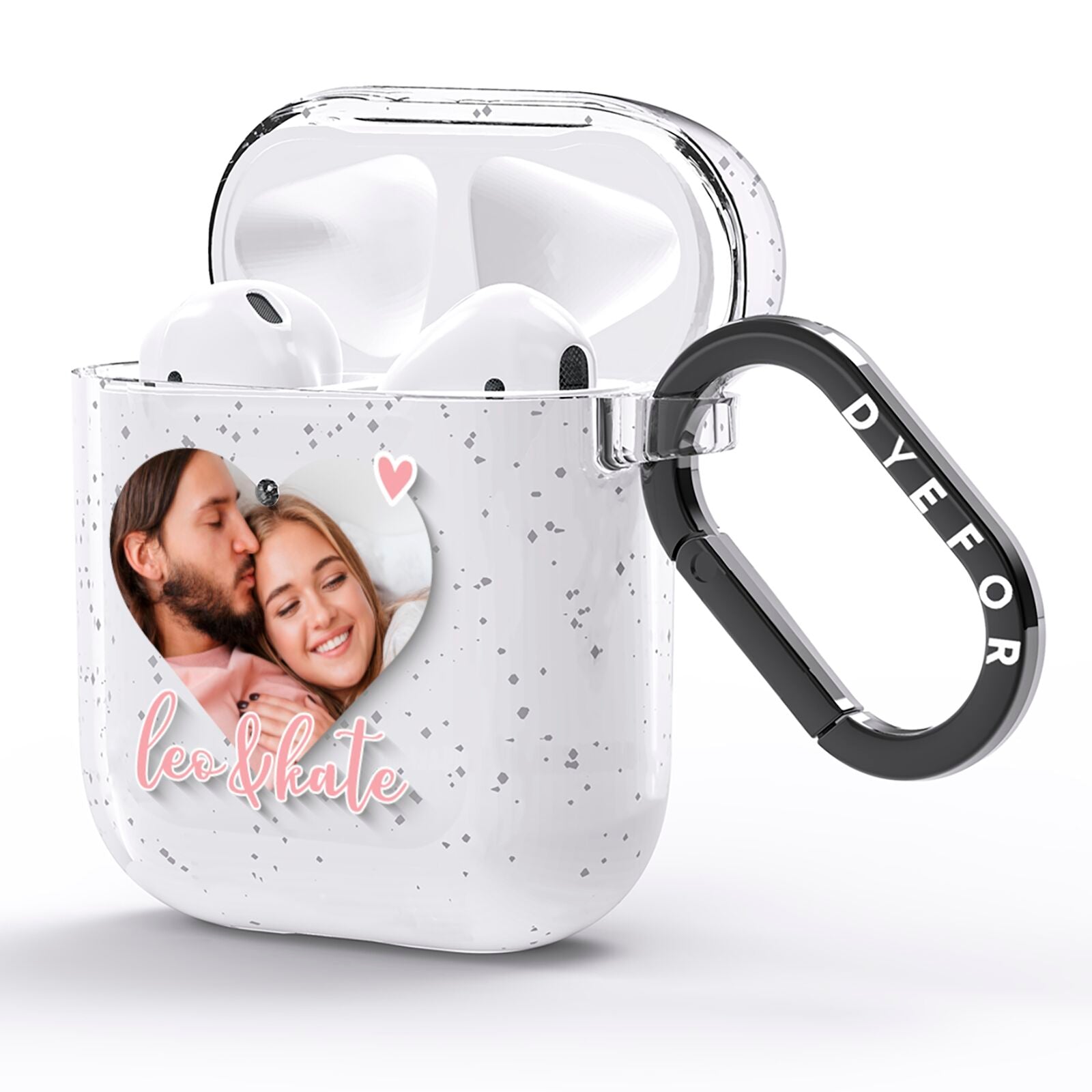 Custom Couples Photo AirPods Glitter Case Side Image