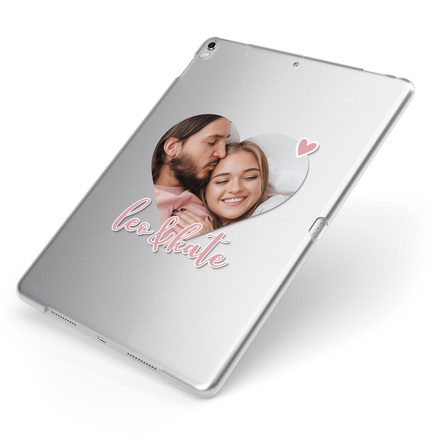 Custom Couples Photo Apple iPad Case on Silver iPad Side View