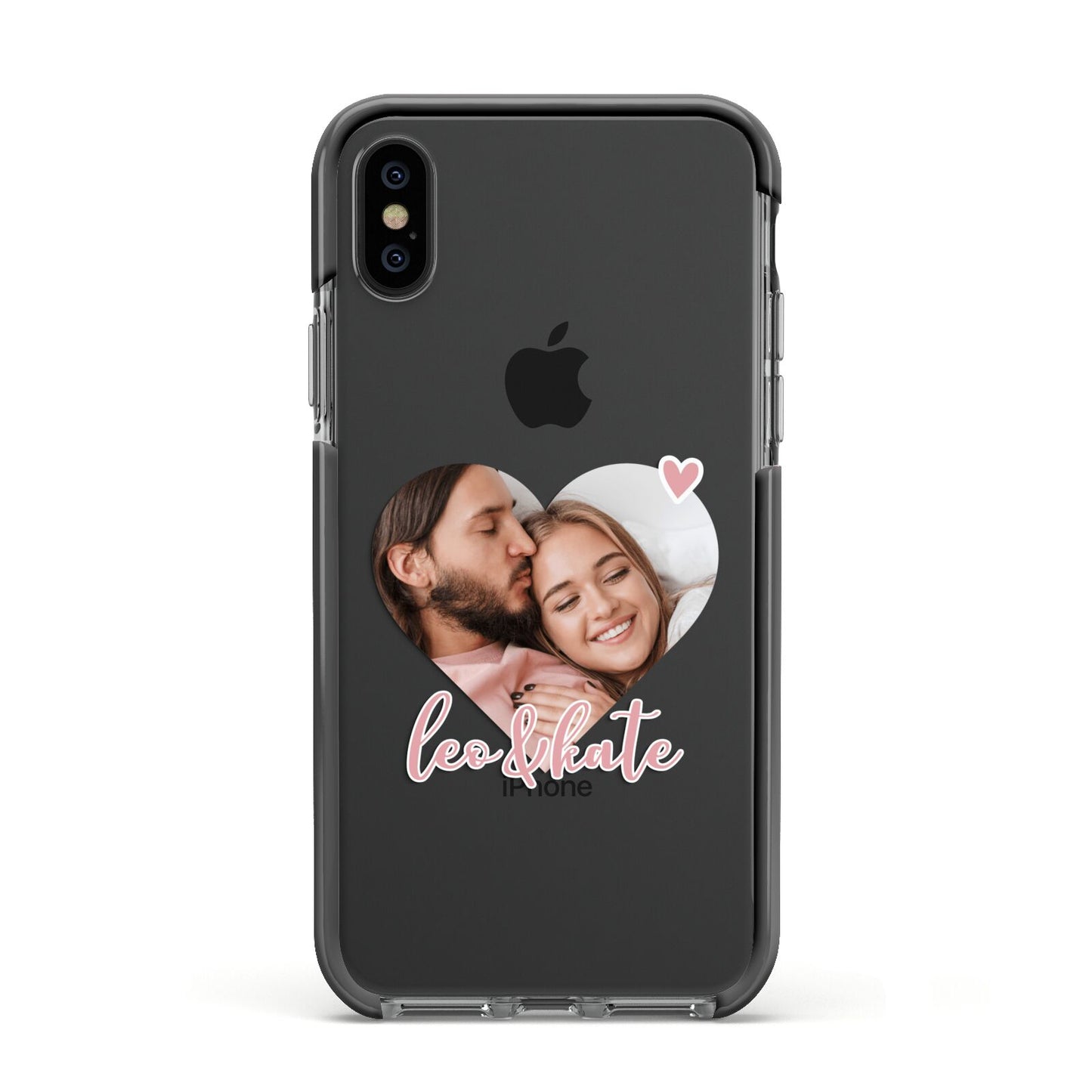 Custom Couples Photo Apple iPhone Xs Impact Case Black Edge on Black Phone