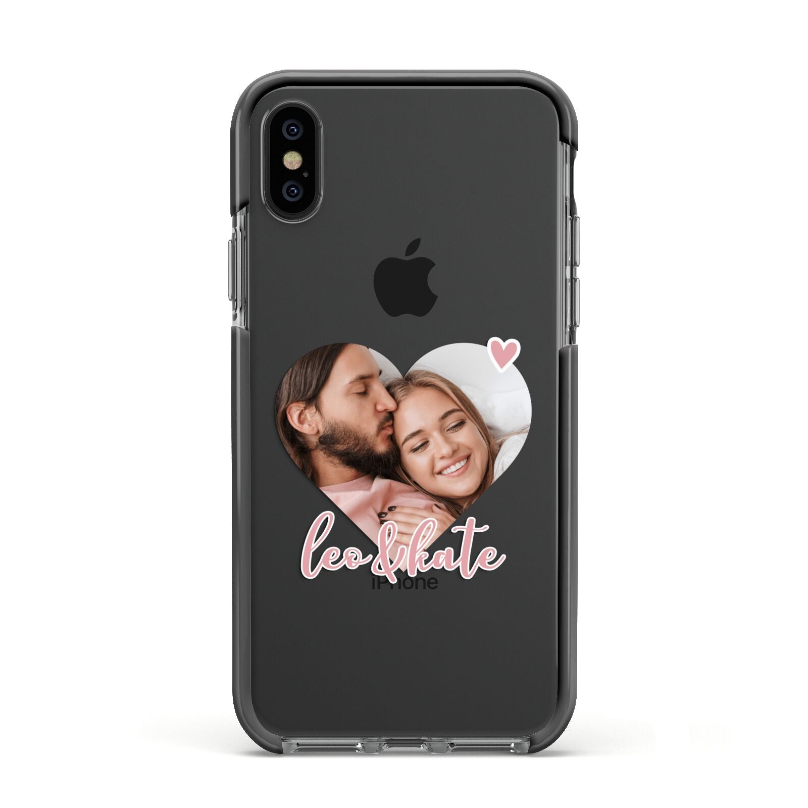 Custom Couples Photo Apple iPhone Xs Impact Case Black Edge on Black Phone