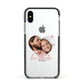 Custom Couples Photo Apple iPhone Xs Impact Case Black Edge on Silver Phone