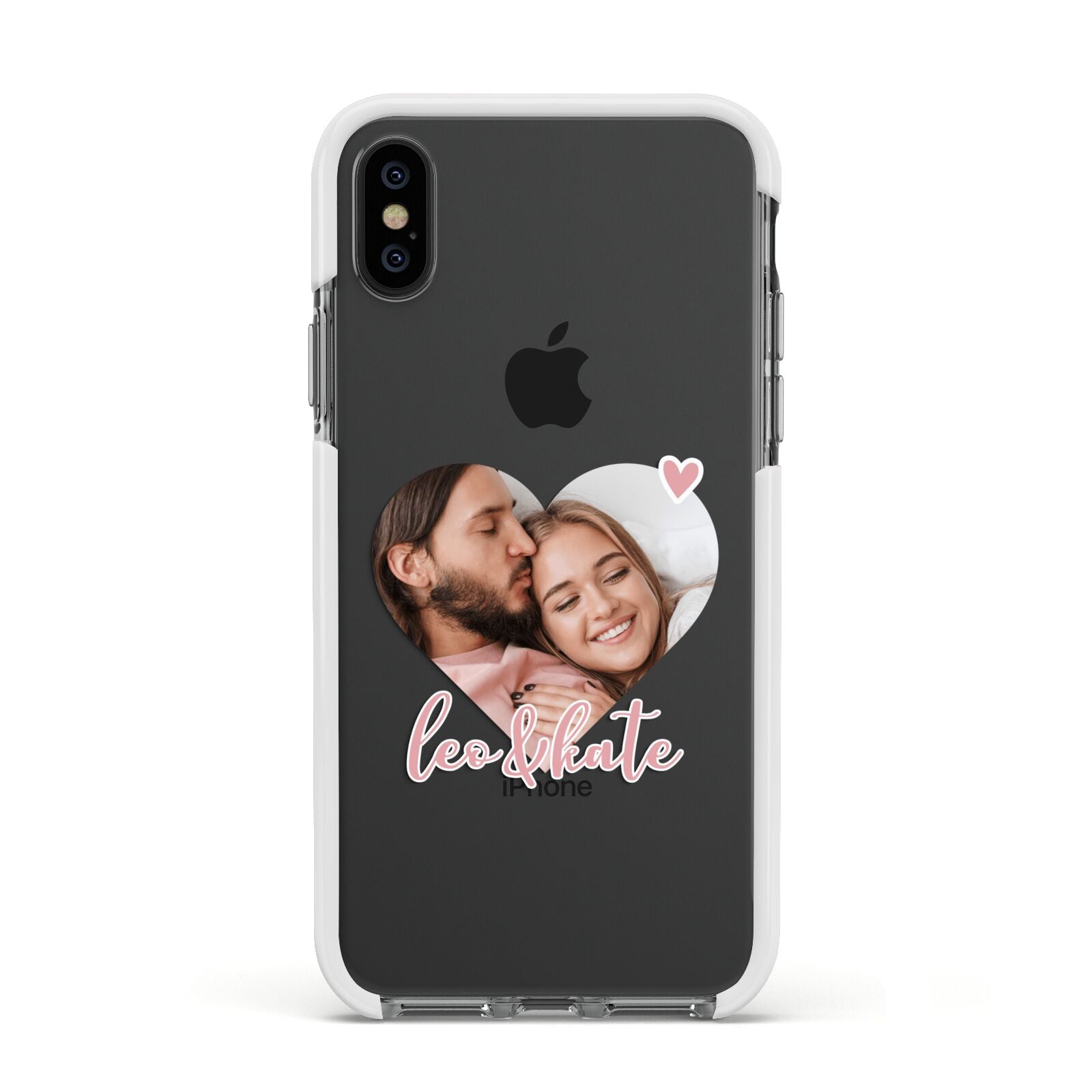 Custom Couples Photo Apple iPhone Xs Impact Case White Edge on Black Phone