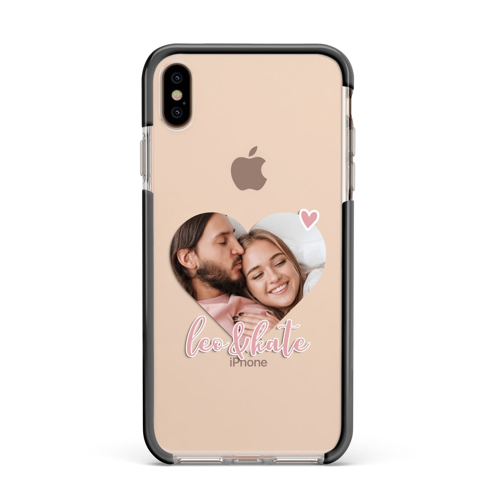Custom Couples Photo Apple iPhone Xs Max Impact Case Black Edge on Gold Phone