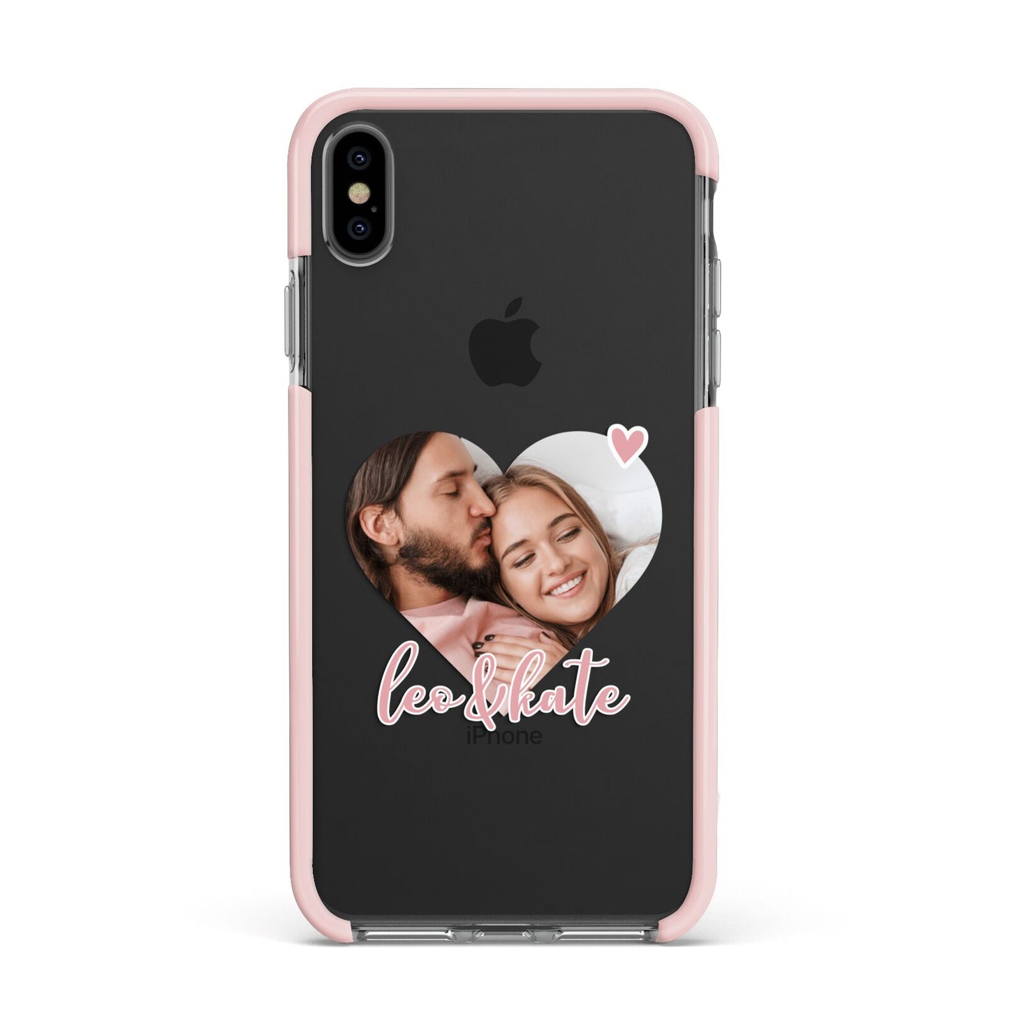 Custom Couples Photo Apple iPhone Xs Max Impact Case Pink Edge on Black Phone
