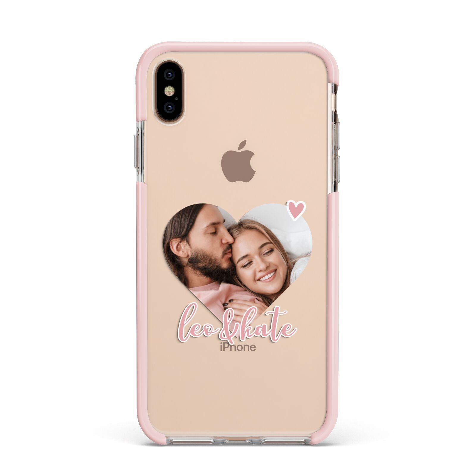 Custom Couples Photo Apple iPhone Xs Max Impact Case Pink Edge on Gold Phone