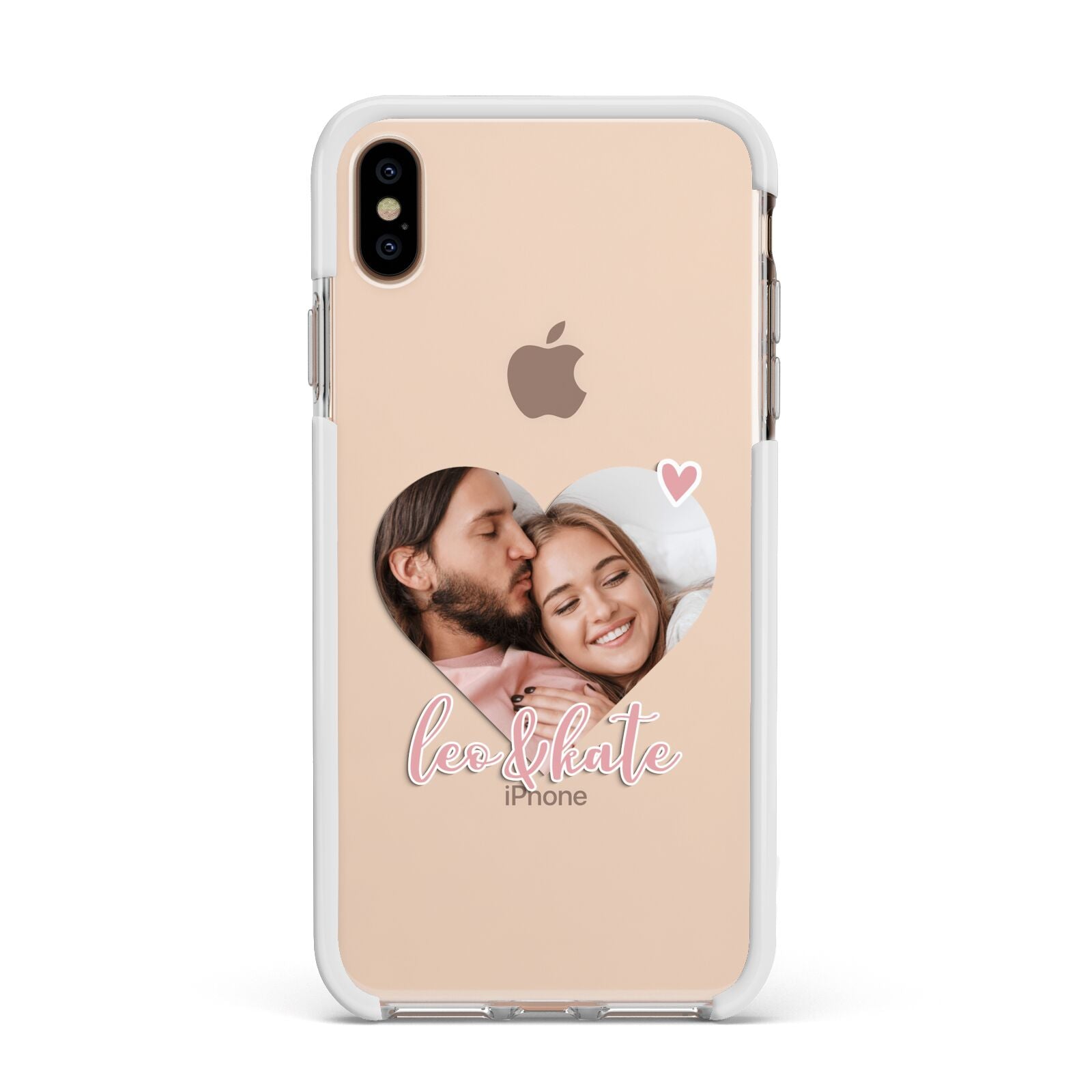 Custom Couples Photo Apple iPhone Xs Max Impact Case White Edge on Gold Phone