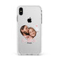 Custom Couples Photo Apple iPhone Xs Max Impact Case White Edge on Silver Phone