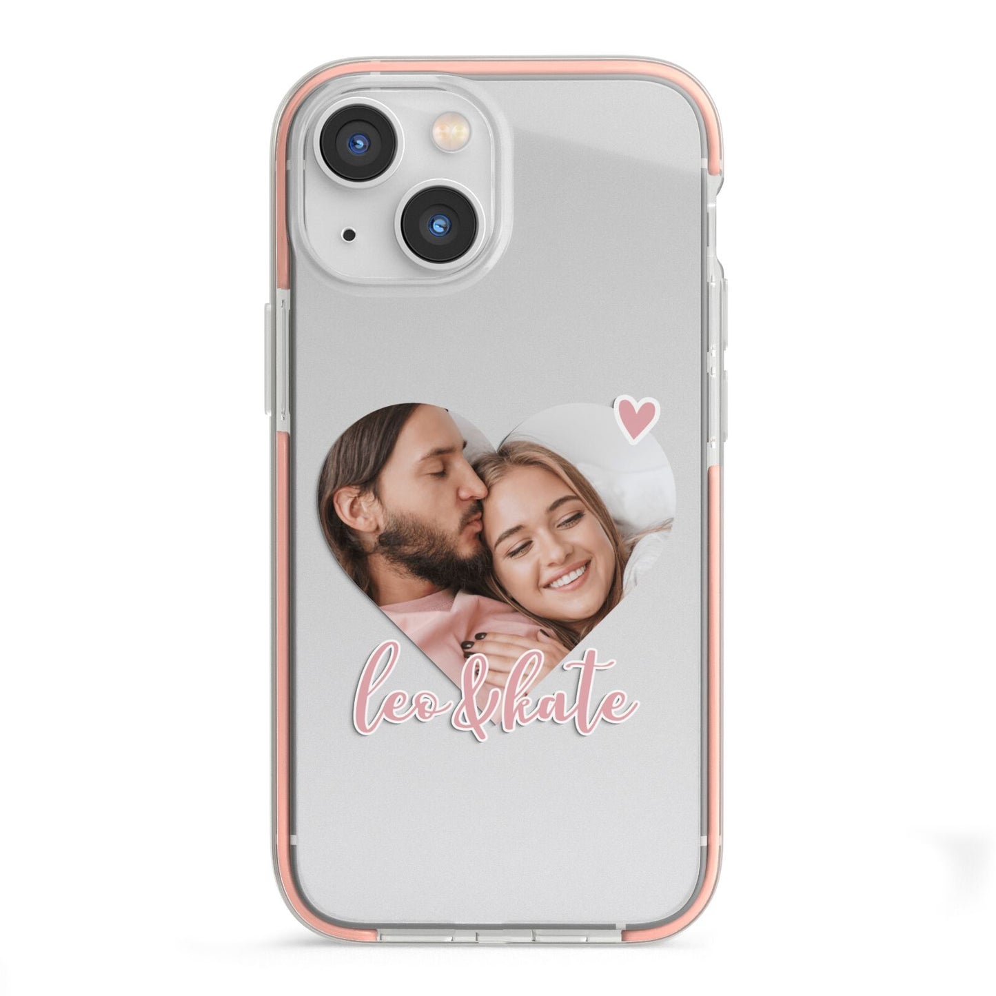 Custom Couples Photo iPhone 13 Mini TPU Impact Case with Pink Edges
