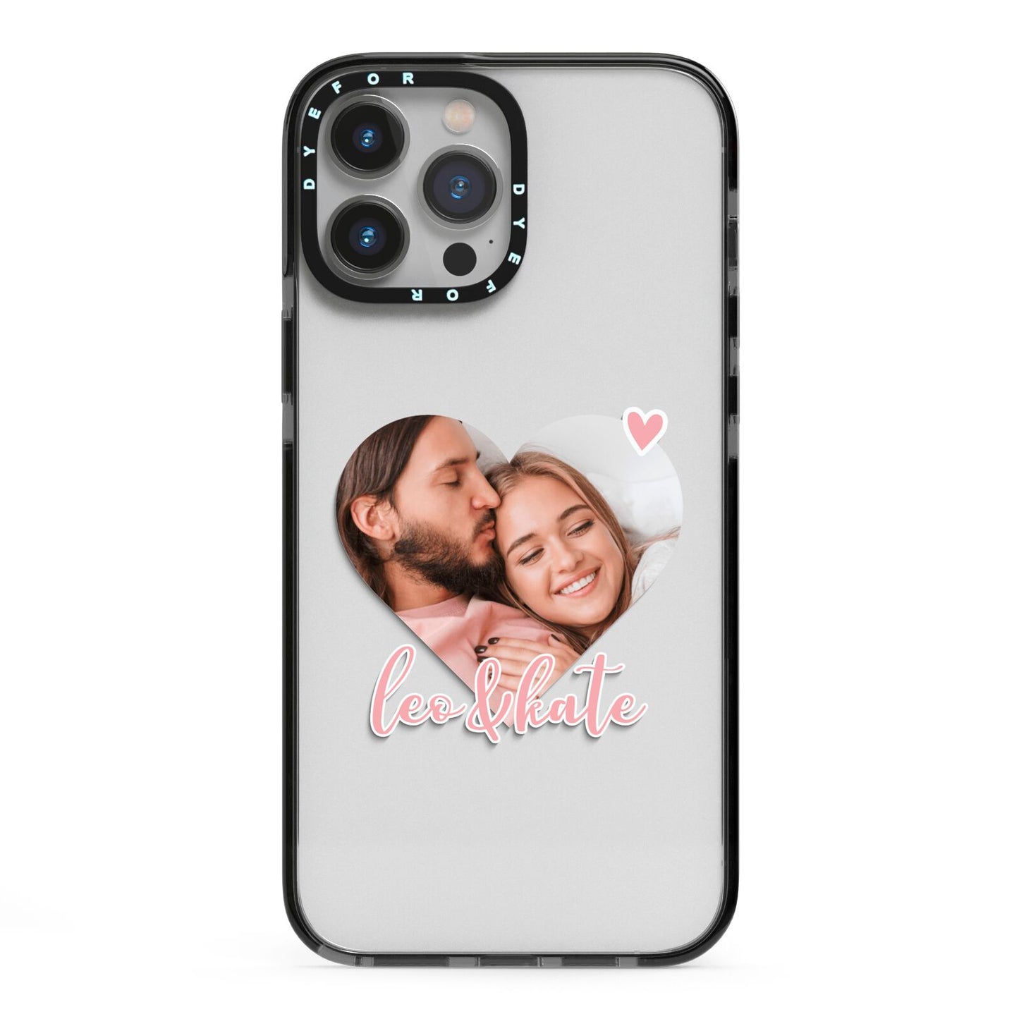 Custom Couples Photo iPhone 13 Pro Max Black Impact Case on Silver phone