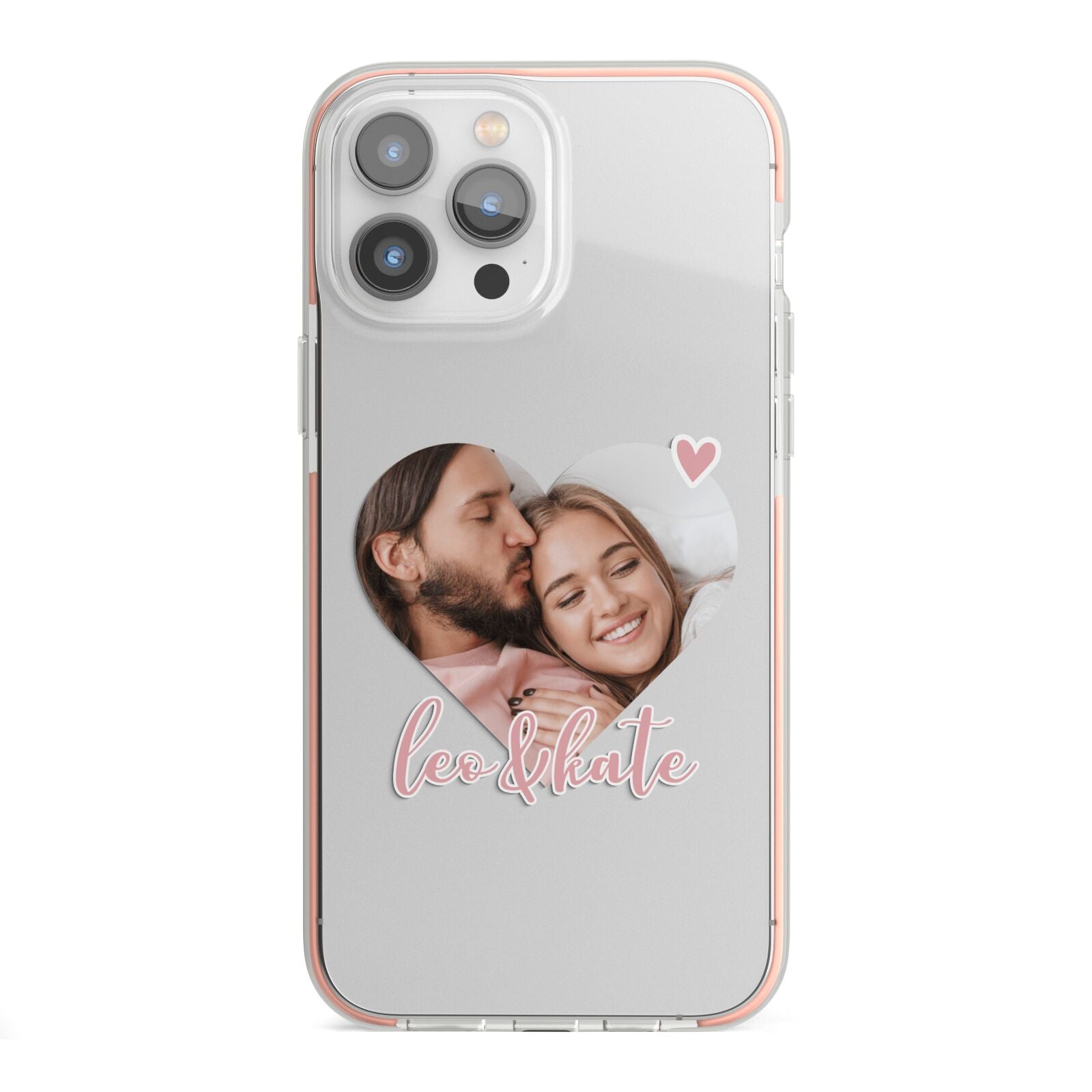 Custom Couples Photo iPhone 13 Pro Max TPU Impact Case with Pink Edges