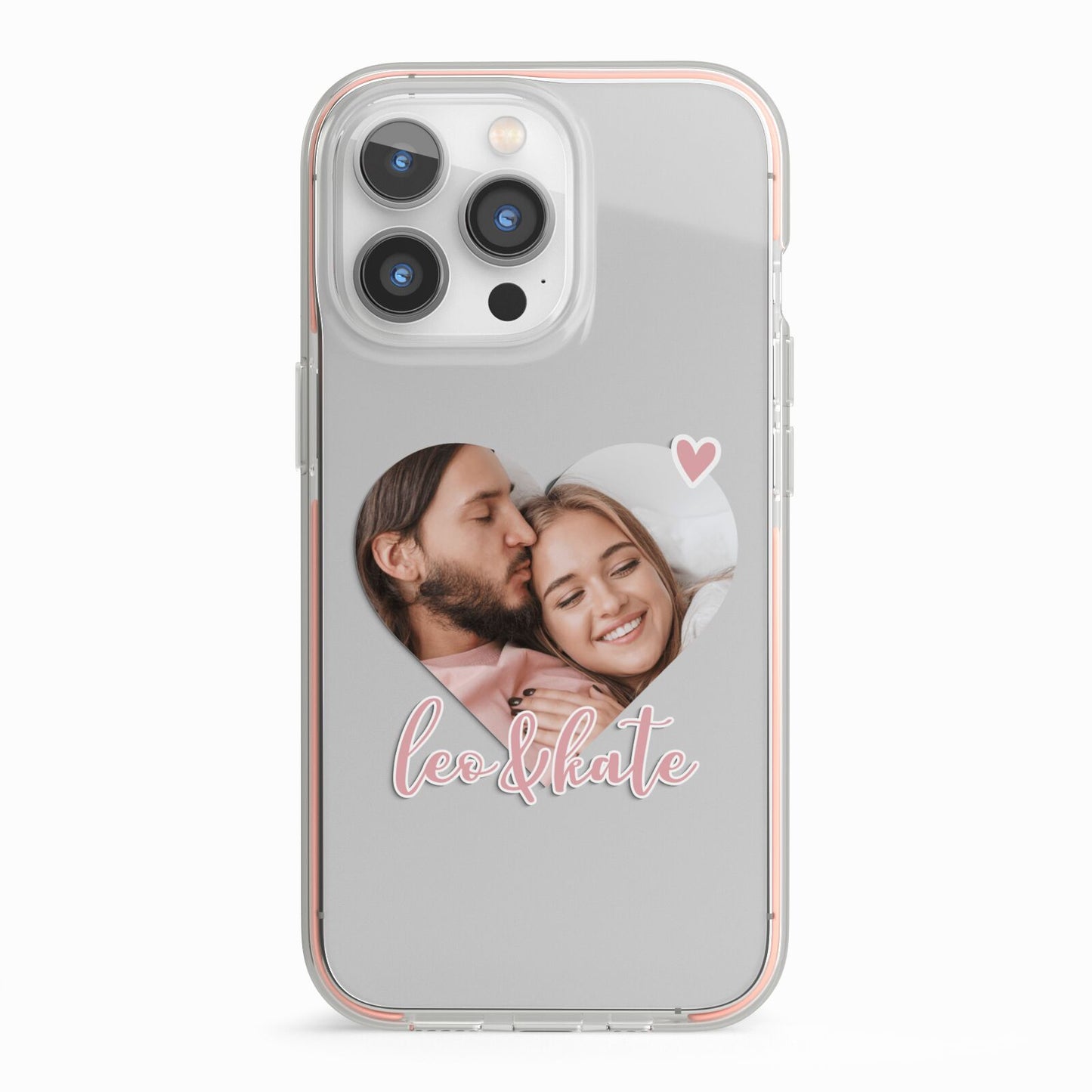 Custom Couples Photo iPhone 13 Pro TPU Impact Case with Pink Edges