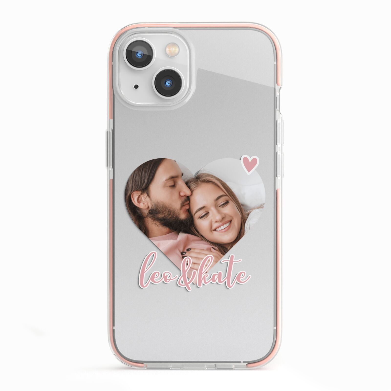 Custom Couples Photo iPhone 13 TPU Impact Case with Pink Edges