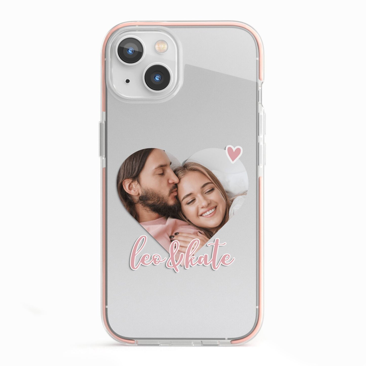 Custom Couples Photo iPhone 13 TPU Impact Case with Pink Edges