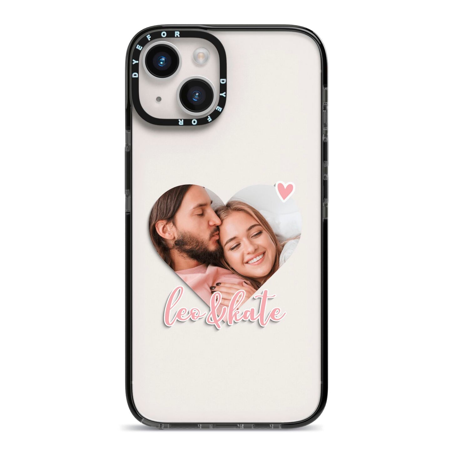 Custom Couples Photo iPhone 14 Black Impact Case on Silver phone