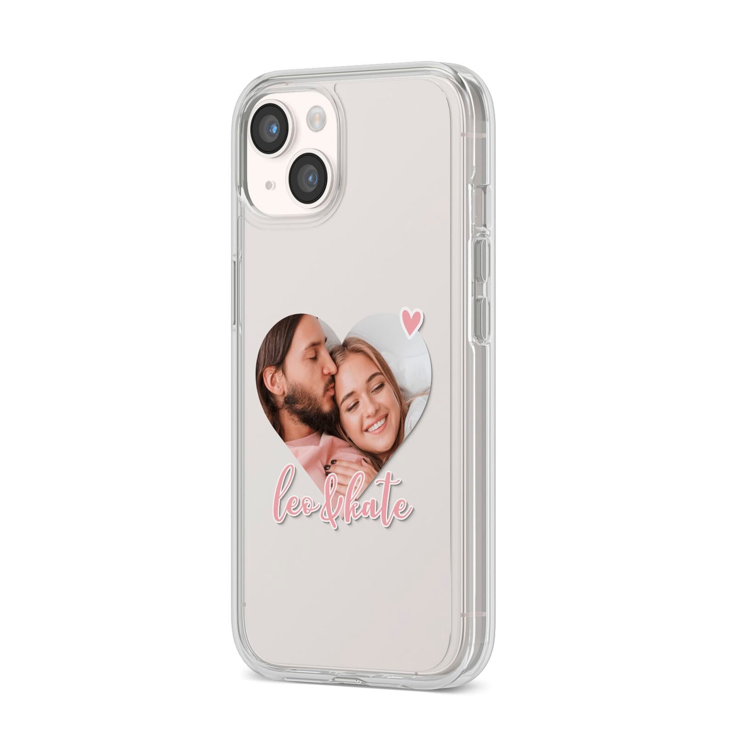 Custom Couples Photo iPhone 14 Clear Tough Case Starlight Angled Image