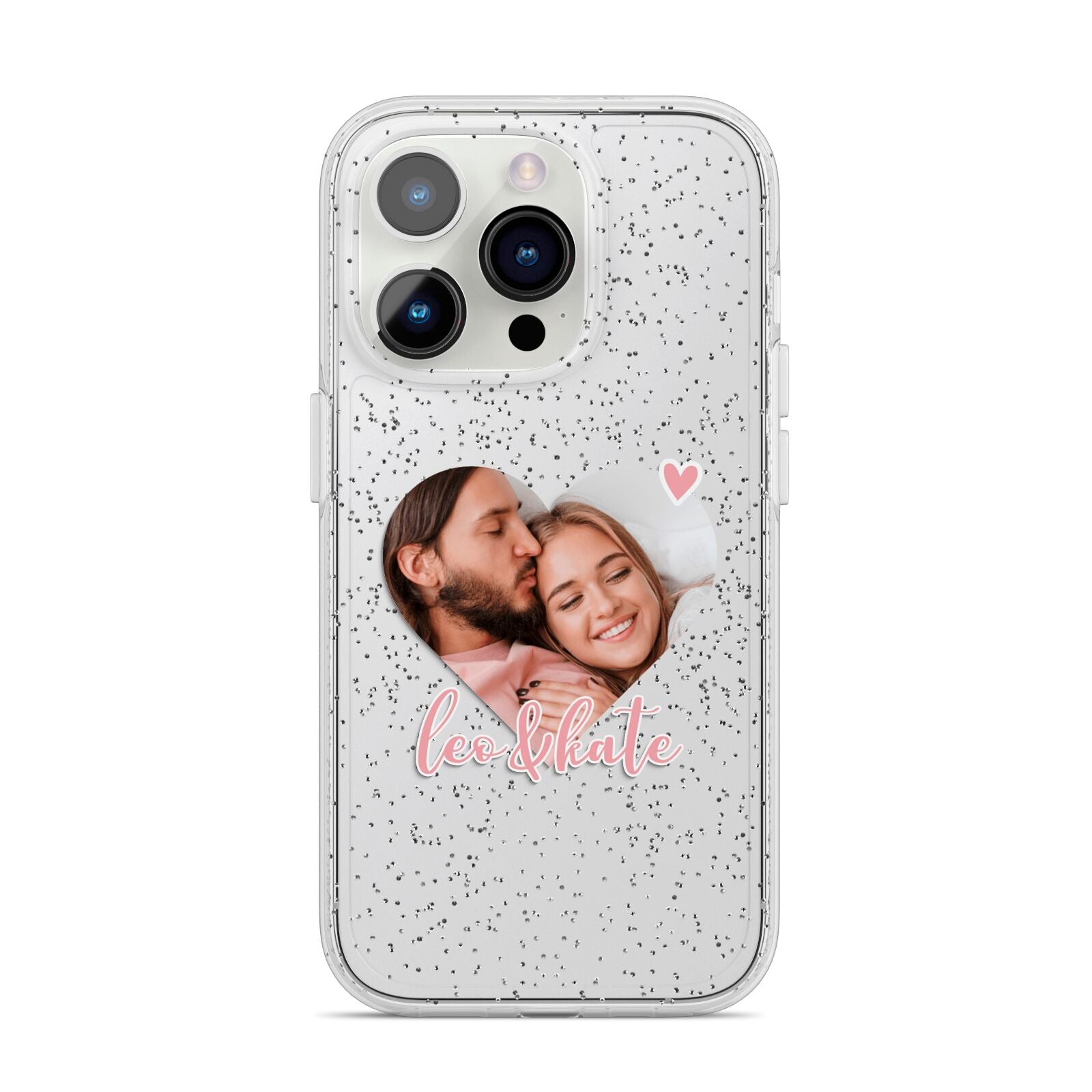Custom Couples Photo iPhone 14 Pro Glitter Tough Case Silver