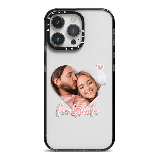 Custom Couples Photo iPhone 14 Pro Max Black Impact Case on Silver phone