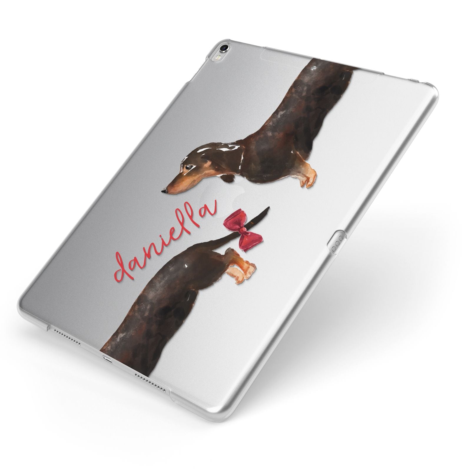 Custom Dachshund Apple iPad Case on Silver iPad Side View