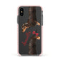 Custom Dachshund Apple iPhone Xs Impact Case Pink Edge on Black Phone