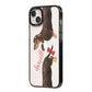Custom Dachshund iPhone 14 Plus Black Impact Case Side Angle on Silver phone