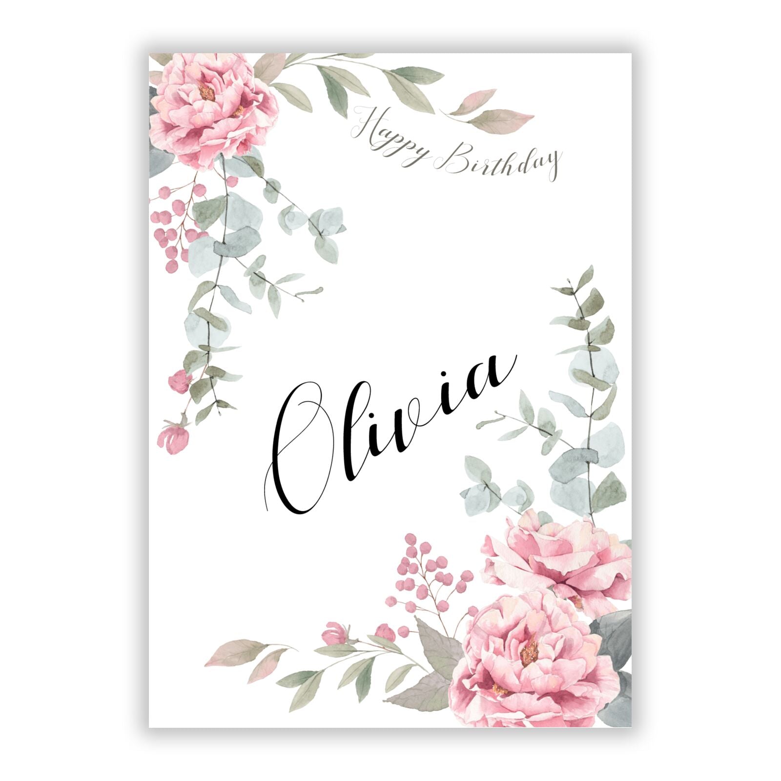 Custom Decorative Floral A5 Flat Greetings Card