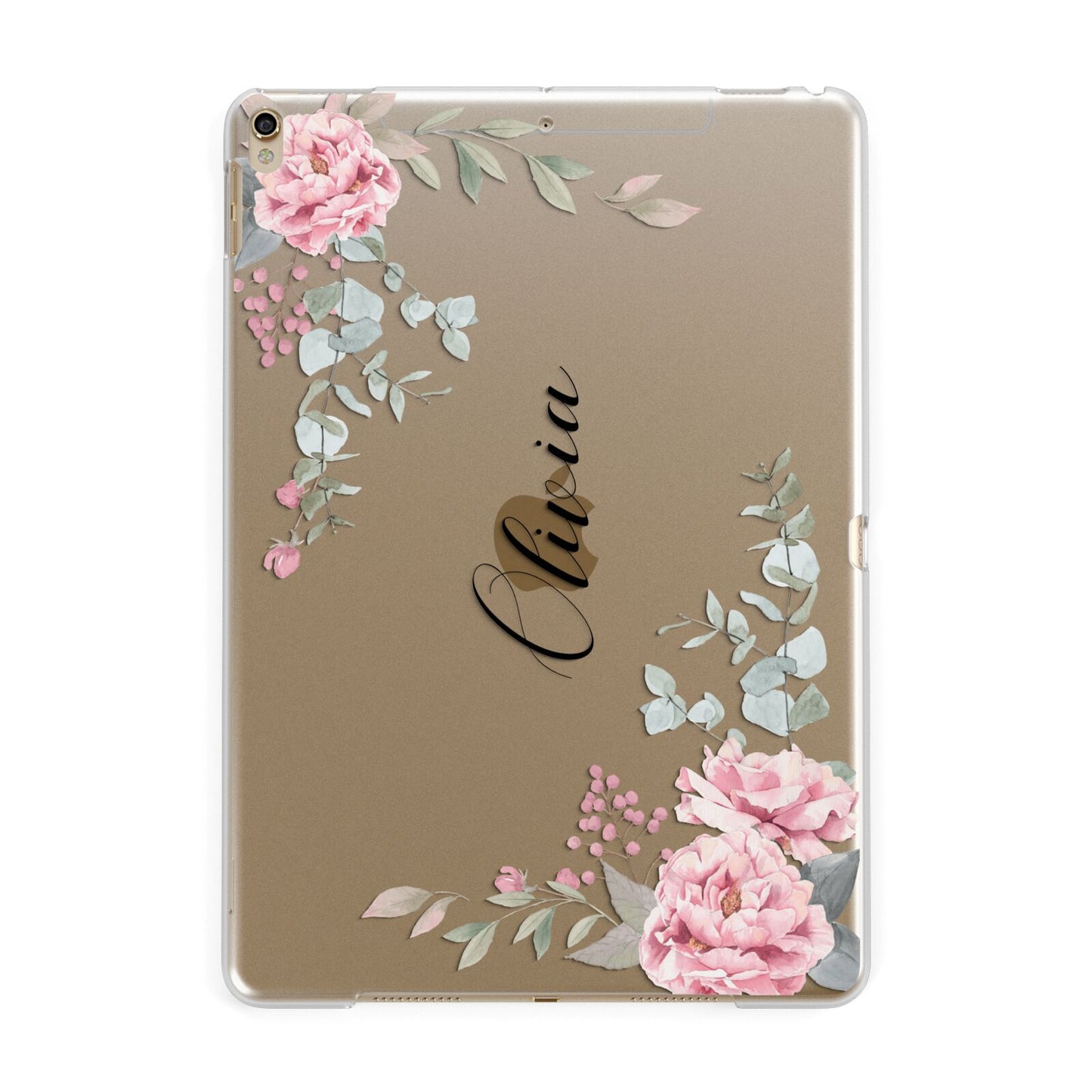 Custom Decorative Floral Apple iPad Gold Case