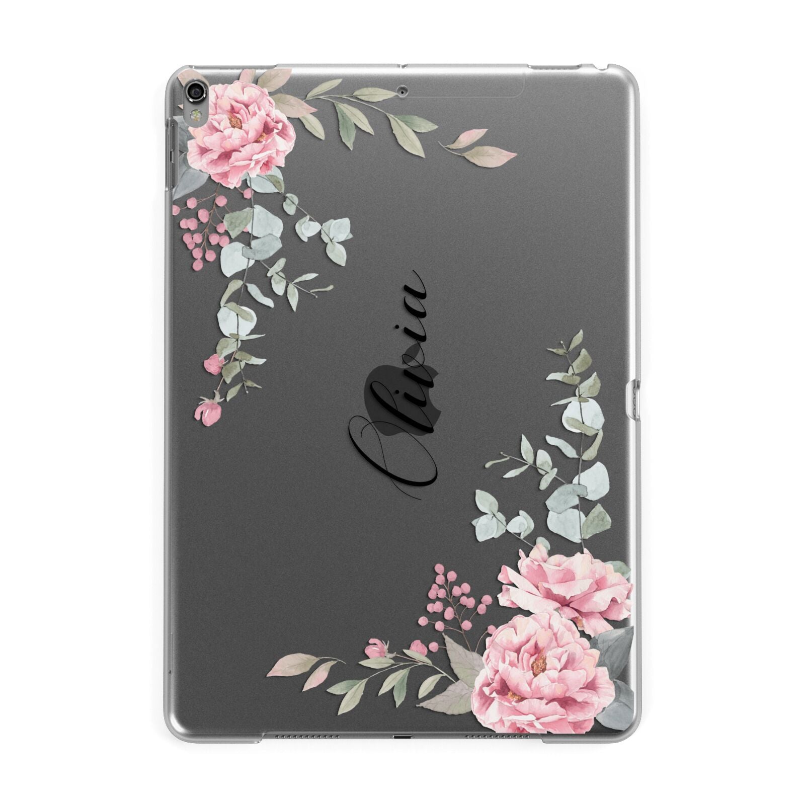 Custom Decorative Floral Apple iPad Grey Case
