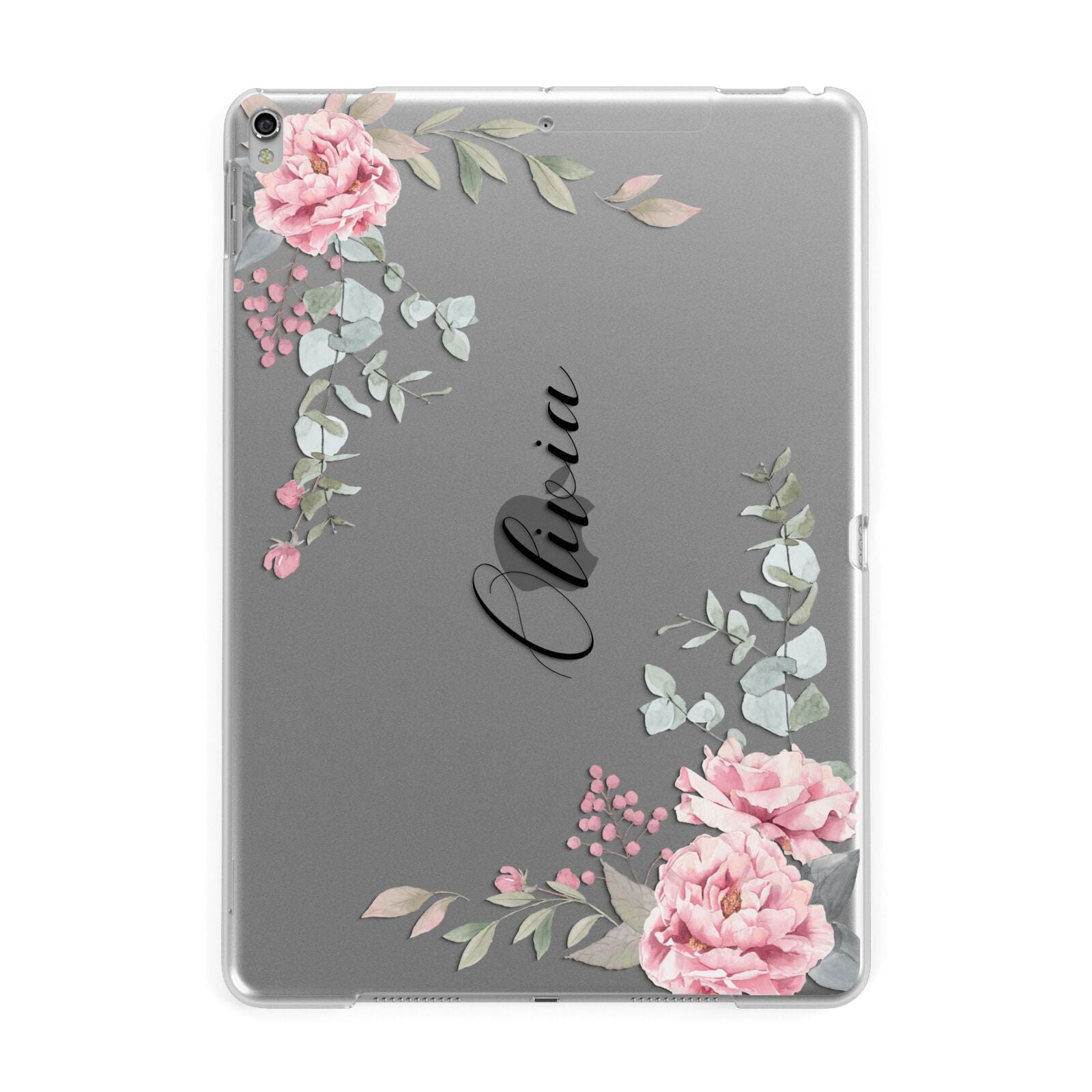 Custom Decorative Floral Apple iPad Silver Case