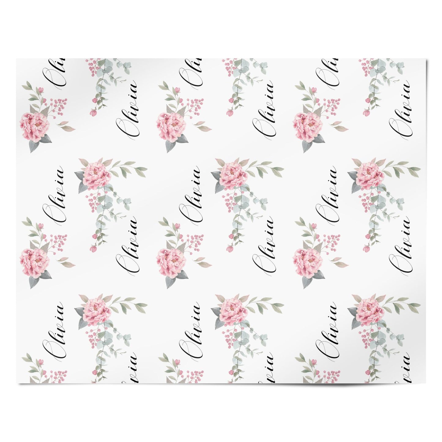Custom Decorative Floral Personalised Wrapping Paper Alternative