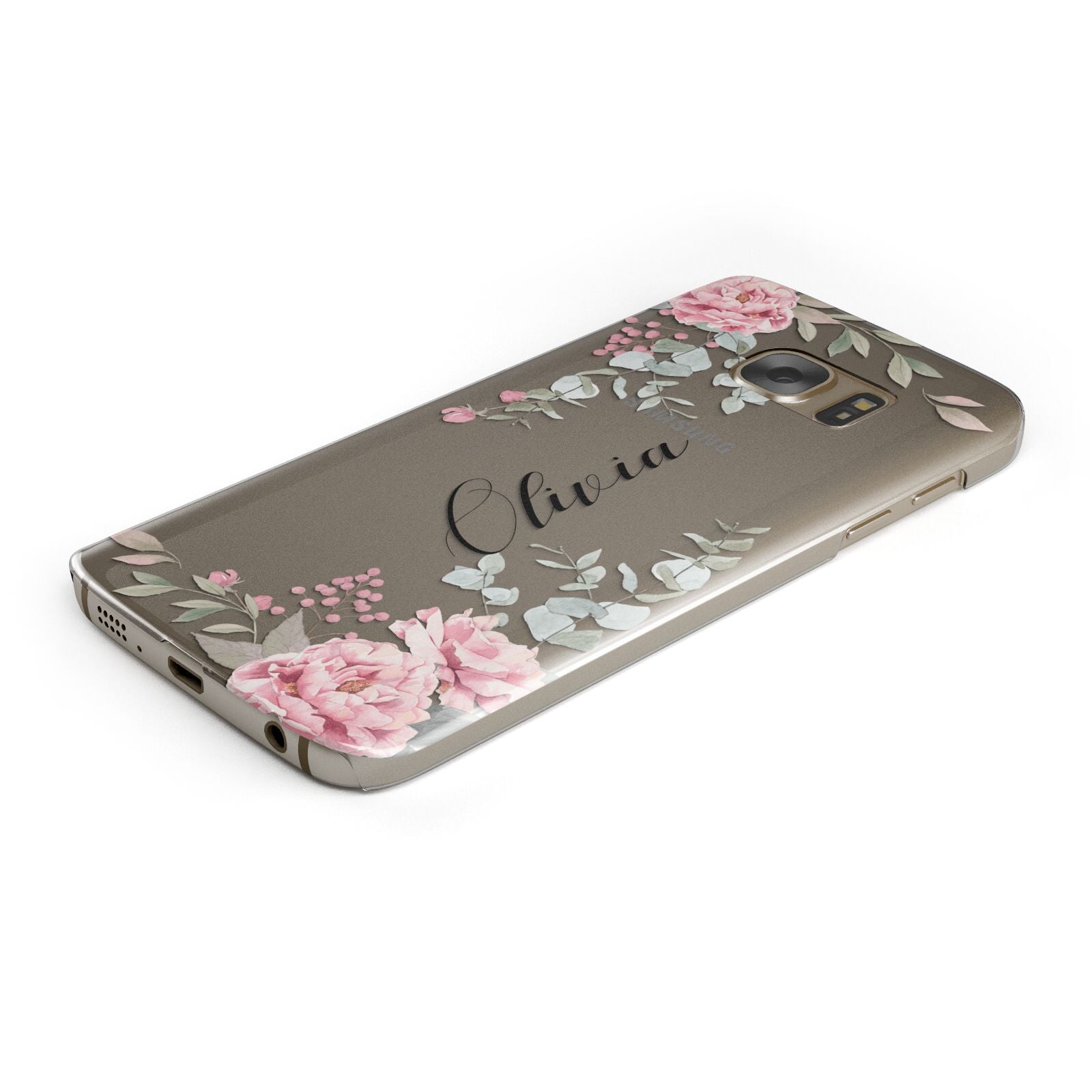 Custom Decorative Floral Protective Samsung Galaxy Case Angled Image