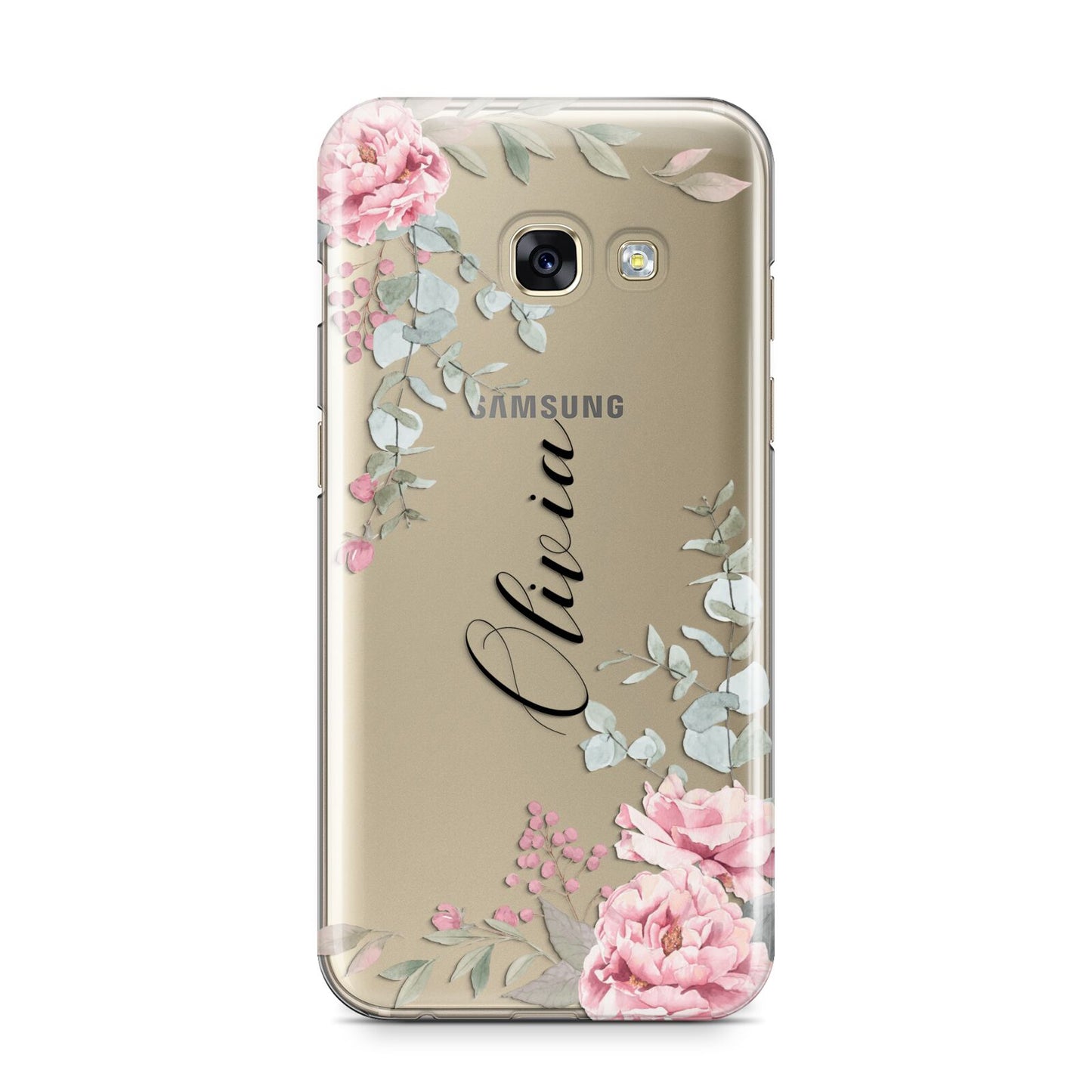 Custom Decorative Floral Samsung Galaxy A3 2017 Case on gold phone