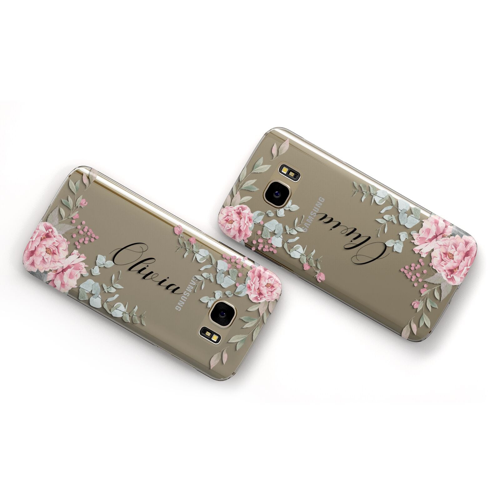 Custom Decorative Floral Samsung Galaxy Case Flat Overview