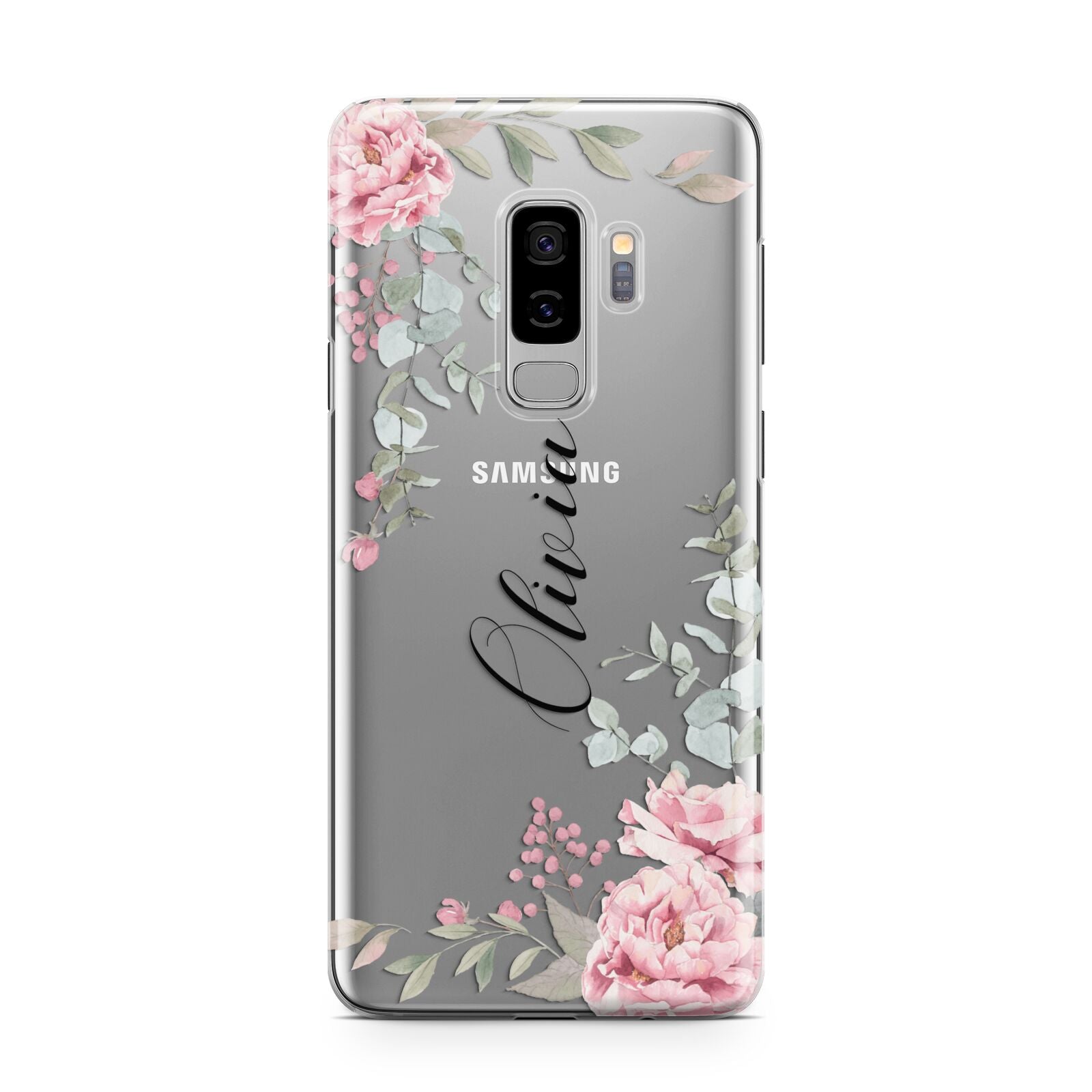 Custom Decorative Floral Samsung Galaxy S9 Plus Case on Silver phone