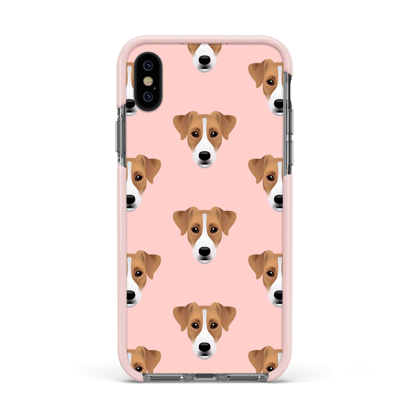 Custom Dog Apple iPhone Xs Impact Case Pink Edge on Black Phone