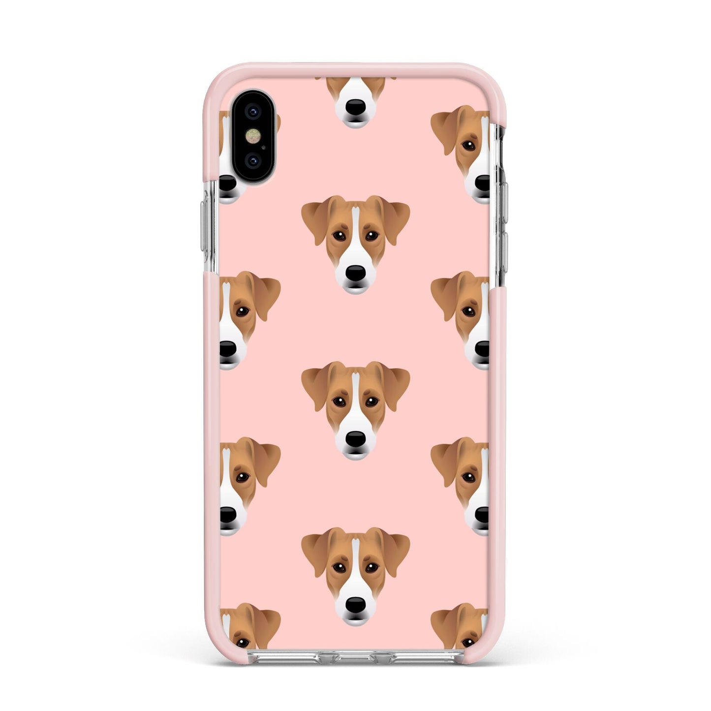 Custom Dog Apple iPhone Xs Max Impact Case Pink Edge on Silver Phone