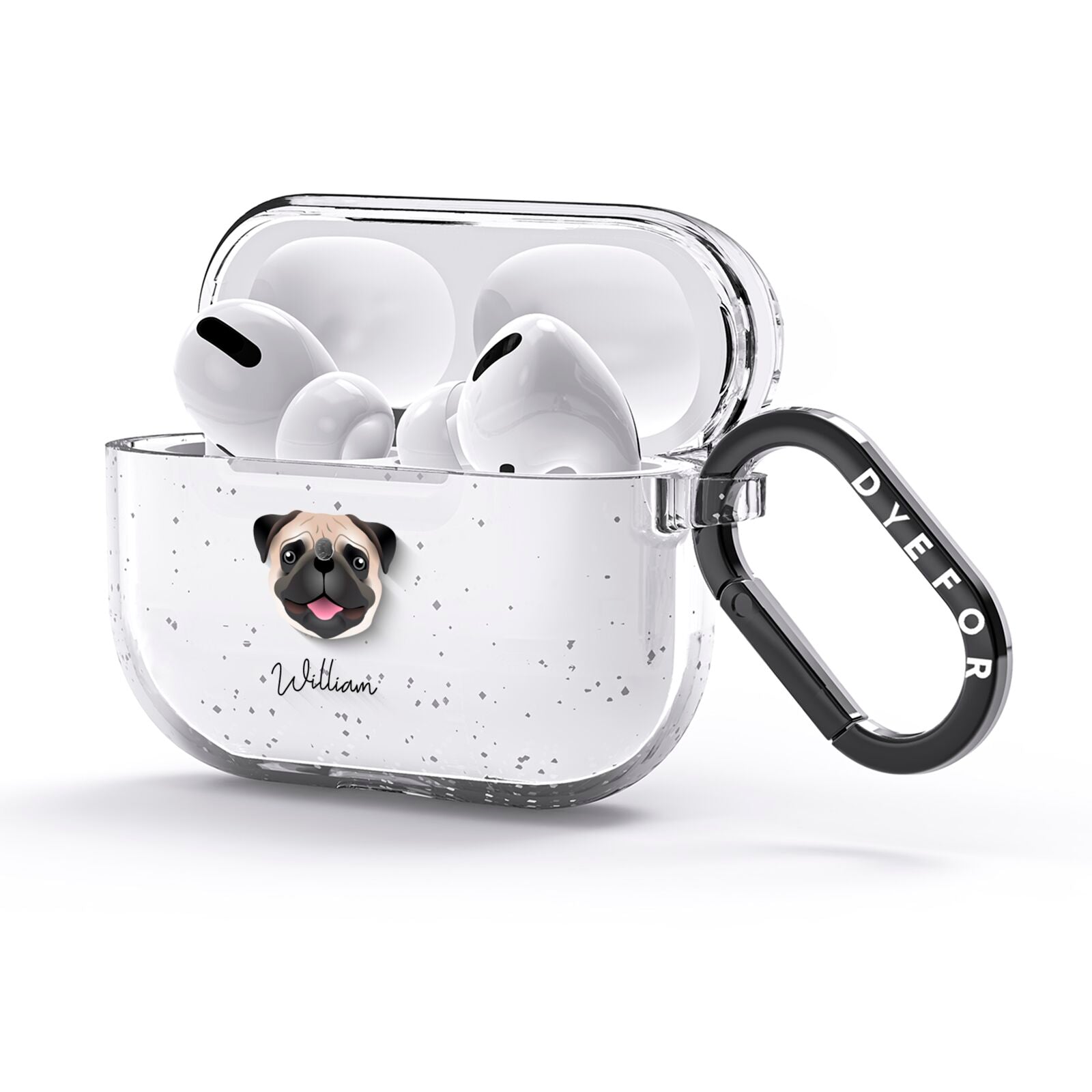 Custom Dog Illustration with Name AirPods Glitter Case 3rd Gen Side Image