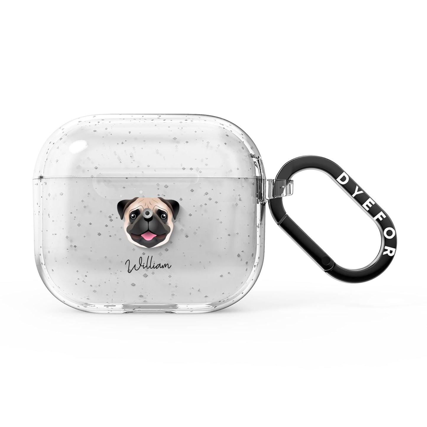 Custom Dog Illustration with Name AirPods Glitter Case 3rd Gen