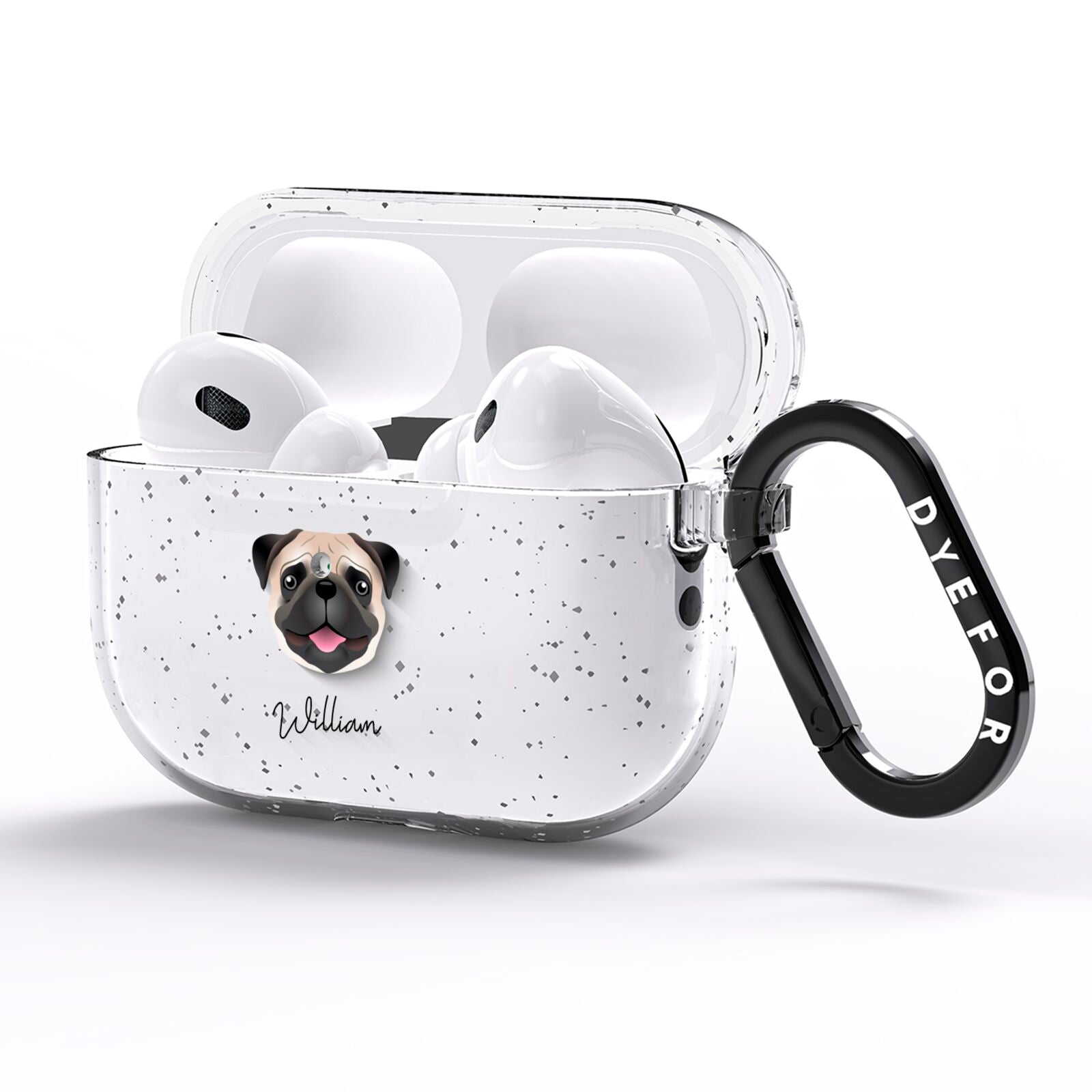 Custom Dog Illustration with Name AirPods Pro Glitter Case Side Image