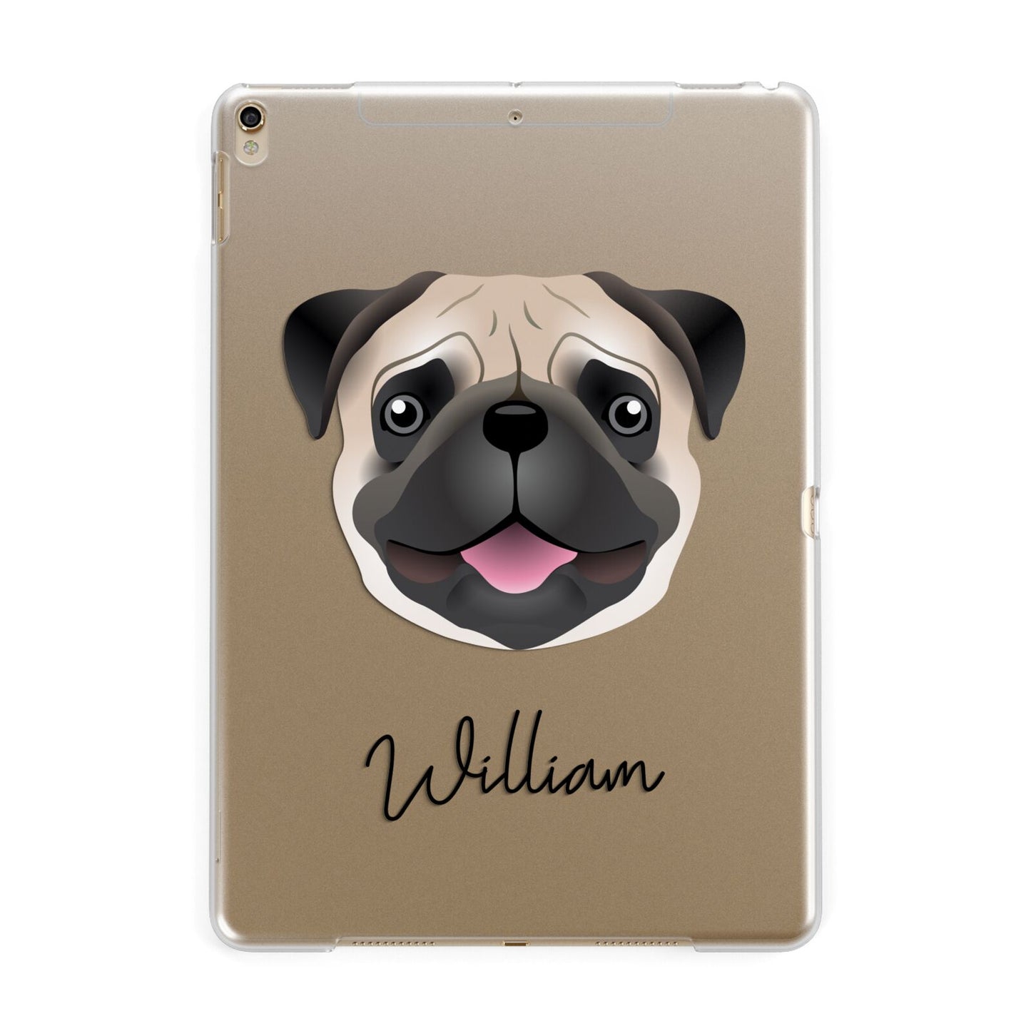 Custom Dog Illustration with Name Apple iPad Gold Case