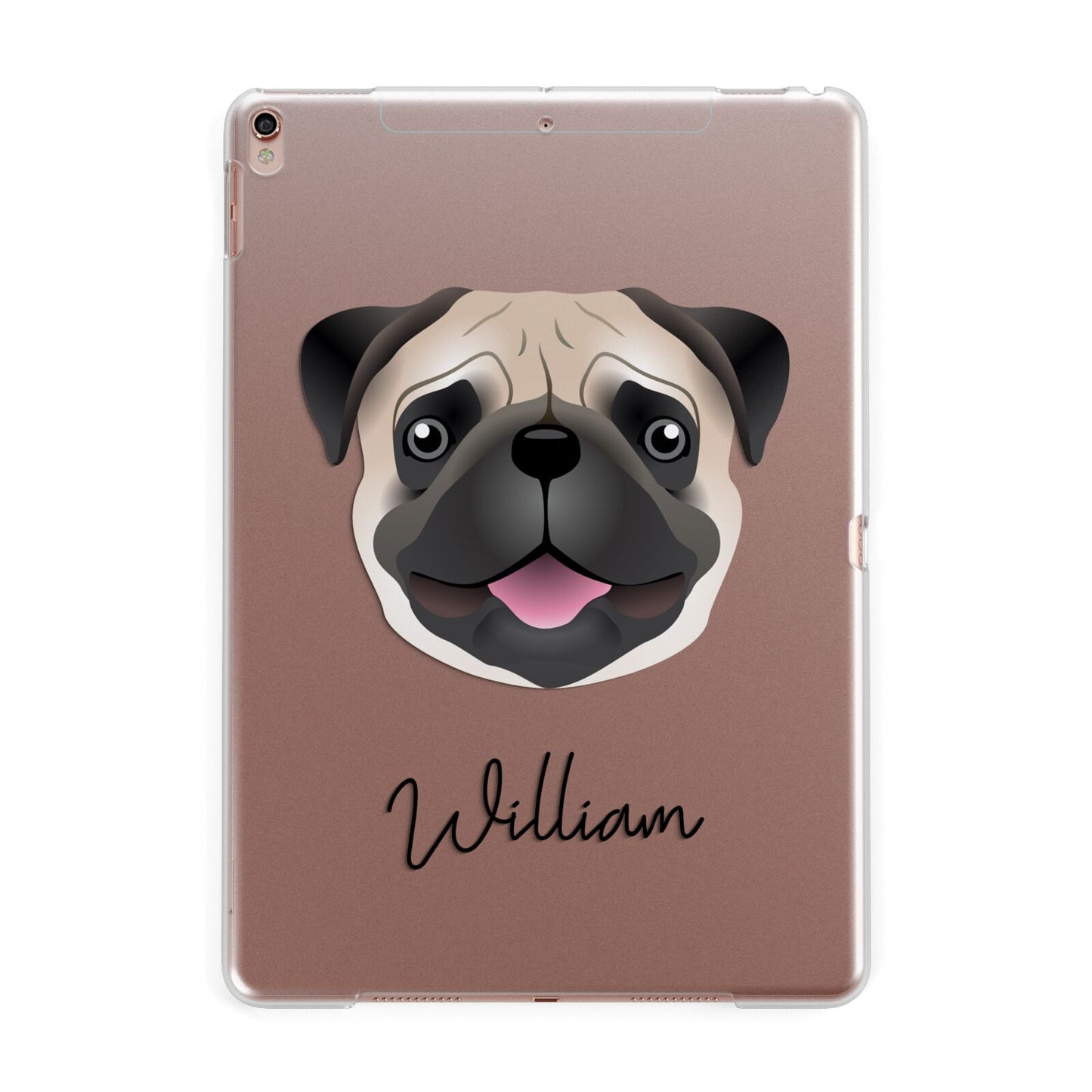 Custom Dog Illustration with Name Apple iPad Rose Gold Case