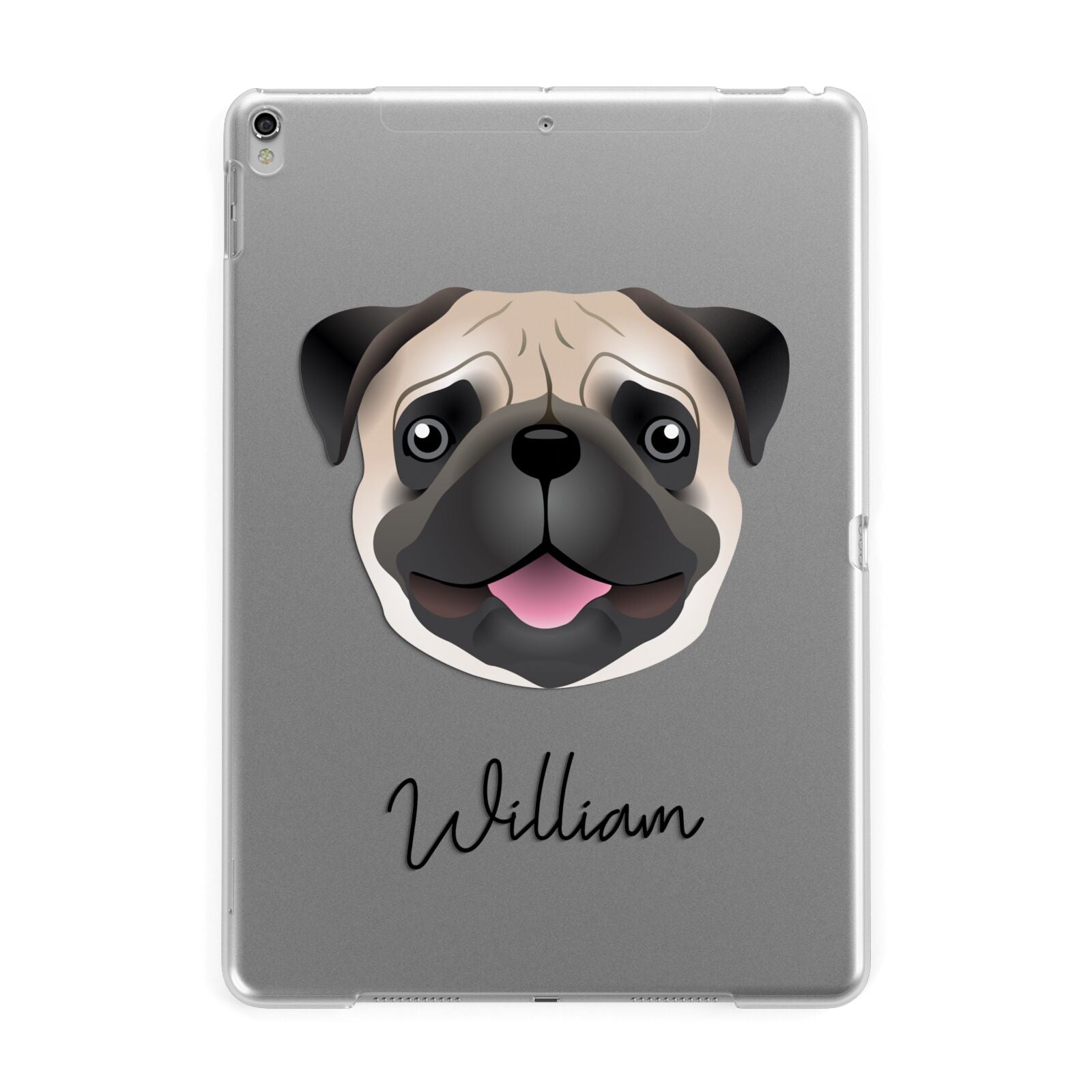 Custom Dog Illustration with Name Apple iPad Silver Case