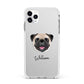 Custom Dog Illustration with Name Apple iPhone 11 Pro Max in Silver with White Impact Case