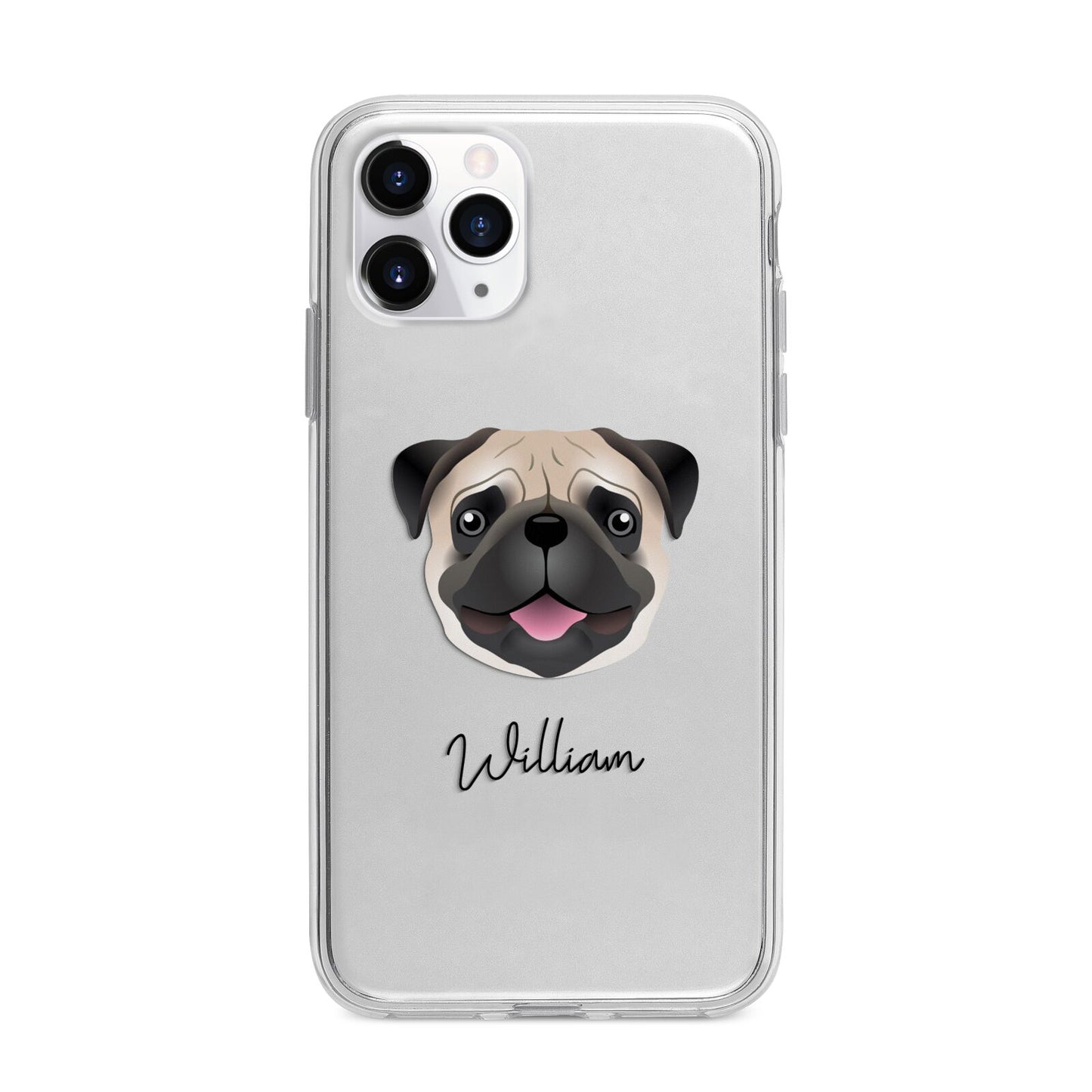 Custom Dog Illustration with Name Apple iPhone 11 Pro in Silver with Bumper Case
