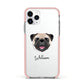 Custom Dog Illustration with Name Apple iPhone 11 Pro in Silver with Pink Impact Case